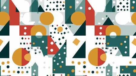 Seamless pattern with geometric shapes in retro style. Vector illustration.