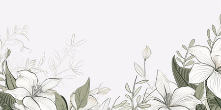 Elegant floral background with white flowers and leaves. Vector illustration.のイラスト素材