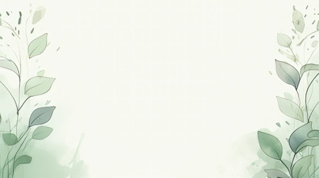 Watercolor background with green leaves. Vector illustration for your design.のイラスト素材