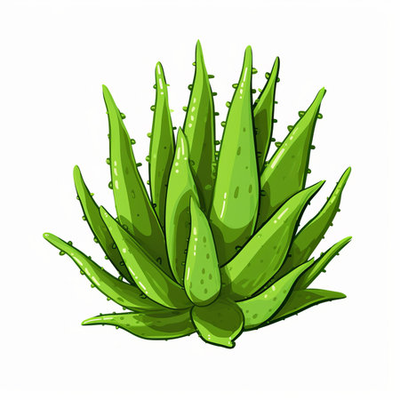 Aloe vera plant isolated on white background. Vector illustration.のイラスト素材