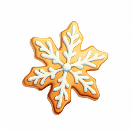Gingerbread snowflake cookie isolated on white background. Vector illustration.のイラスト素材