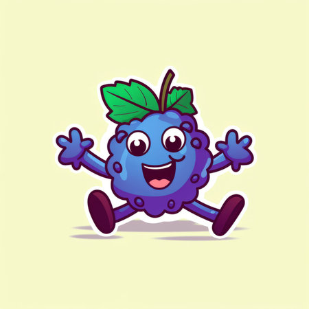 Cute Blueberry Cartoon Mascot Character Running Vector Illustrationのイラスト素材