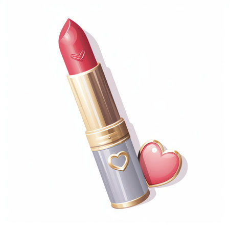 Lipstick with heart on a white background. Vector illustration.のイラスト素材