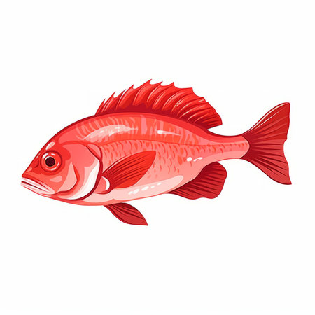 Red fish isolated on white background. Vector illustration for your design.のイラスト素材