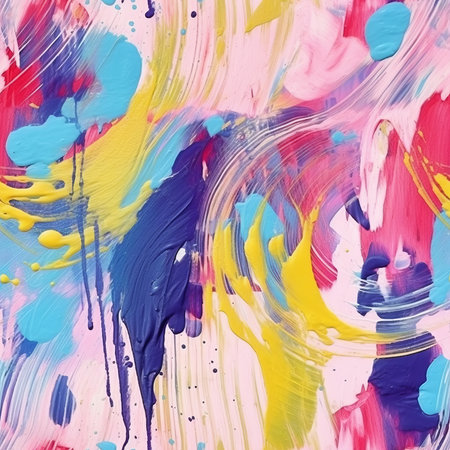 Abstract background of acrylic paints in blue, pink and yellow tones.のイラスト素材