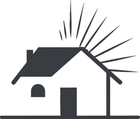 House with a broken roof on a white background. Vector illustration.のイラスト素材