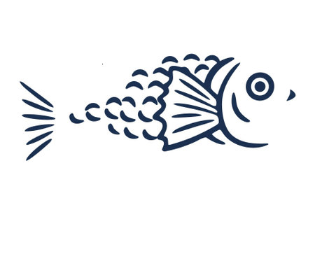 Fish on white background. Hand drawn vector illustration in doodle style.のイラスト素材