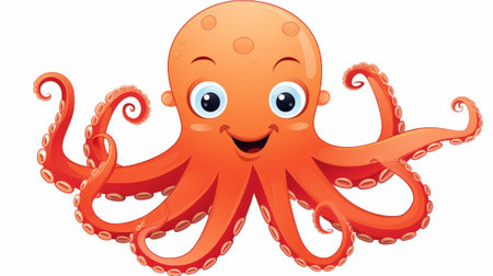 Cute octopus cartoon character on white background illustration for children.のイラスト素材