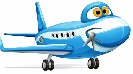 Cartoon plane on wheels isolated on white background. Vector illustration.のイラスト素材