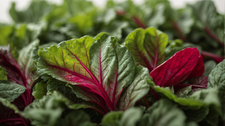Close-up of fresh beetroot leaves. Selective focus.の素材