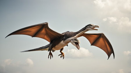 Pterodactylus indicus flying in the sky.の素材