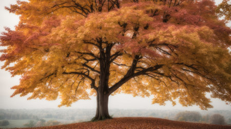 Beautiful autumnal tree in the park. Fall season concept.の素材