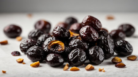 Dried dates on a light background. Selective focus. Food.の素材