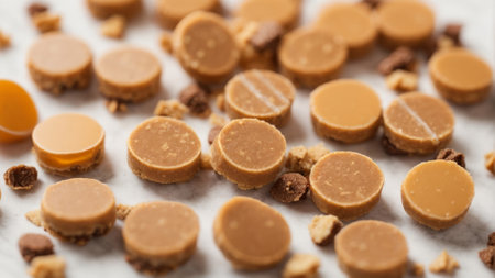 close up of chocolate candies on white background, shallow dofの素材