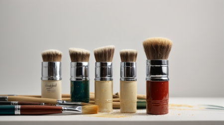 Set of paintbrushes on a white background. Studio shot.の素材