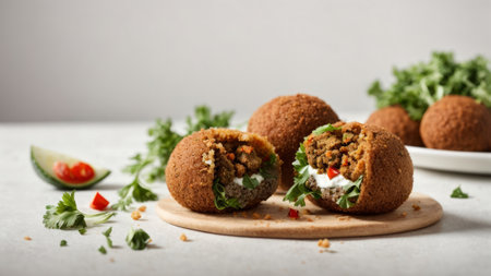 Traditional arabic falafel with parsley and chilliの素材