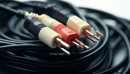 Cable with connectors, close-up. Shallow depth of fieldの素材