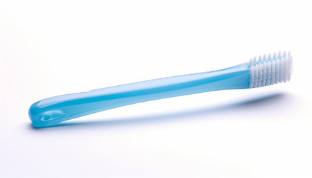 Blue toothbrush isolated on white background. 3D illustration. Top view.の素材