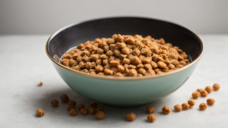 Bowl with tasty cornflakes on light background, closeupの素材