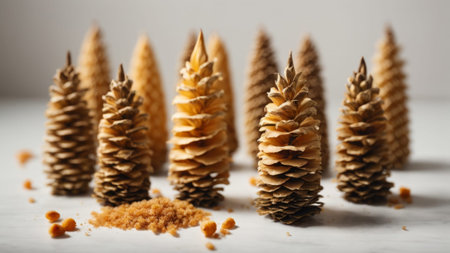 Christmas tree made of pine cones and sea salt on white background.の素材