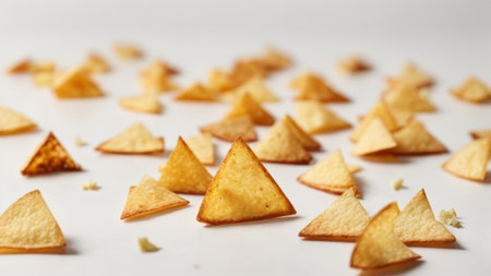 Nachos on white background. Nachos chips on white backgroundの素材