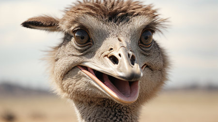 Portrait of an ostrich in the wild, close-upの素材