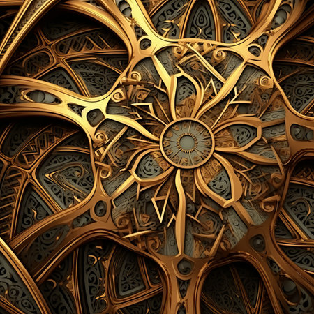 3D render of abstract background with embossed fractal on leatherの素材