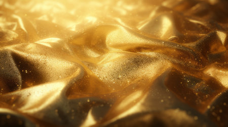 Golden fabric texture background with some smooth folds and sparkles in itの素材