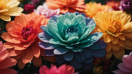 Colorful chrysanthemums in the garden, stock photoの素材