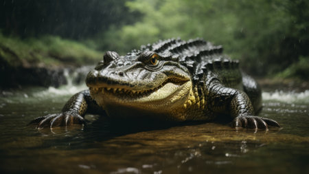 Crocodile in the rainforest. Wildlife scene from nature.の素材