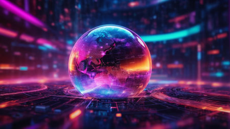 Globe on abstract background, 3d rendering. Computer digital drawing.の素材