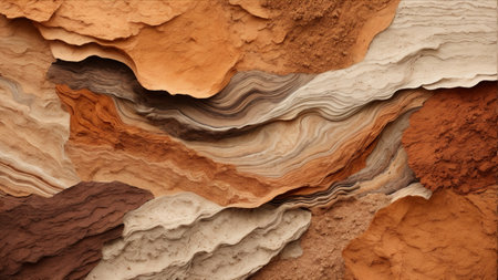 Colorful sandstone layers in the desert, closeup of photoの素材