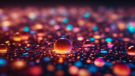abstract background with water drops and colorful bokeh. 3d renderingの素材