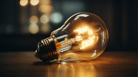 Light bulb glowing in the dark. Concept of idea and innovation.の素材