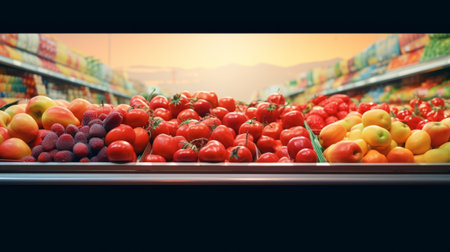 Fruits and vegetables in the supermarket. Fruits and vegetables in the supermarketの素材