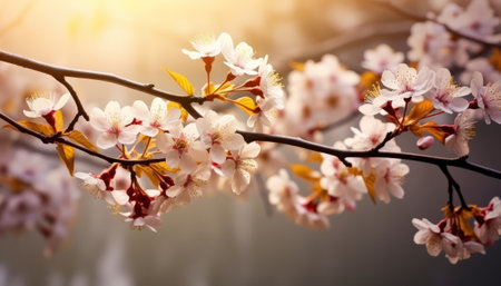 Beautiful cherry blossom in spring time. Sakura flowers background.の素材