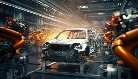 Automotive industry concept. Mixed media. Mixed media. Mixed mediaの素材