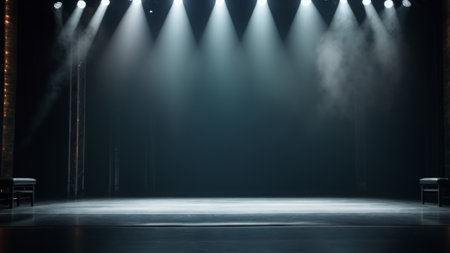 Stage Spotlight with Stage Podium Scene Background, Stage Spotlight with Spotlightsの素材