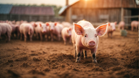 Cute piglets on the farm. Piglet on the farm.の素材