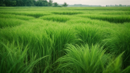 Green rice field in the countryside of Thailand. Beautiful nature background.の素材