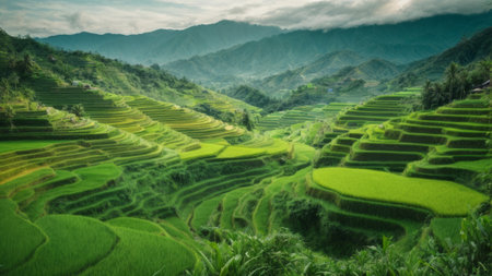 Rice fields on terraced of Sapa, Lao Cai, Vietnamの素材