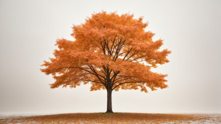 Autumn tree on the foggy background. 3d illustration.の素材