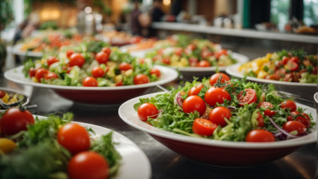 Catering buffet for events in a restaurant. Food styling and restaurant meal serving conceptの素材