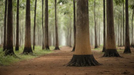 Pine tree in the forest, Panorama of a tropical forestの素材