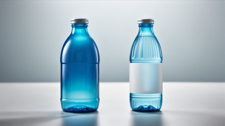 Bottles of water on a white background. 3d rendering.の素材
