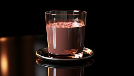 A glass of chocolate drink on a black background. 3d renderingの素材