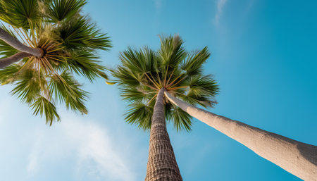 Palm trees against the blue sky. Tropical background. Summer concept.の素材