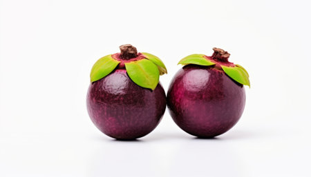 Mangosteen fruit on white background, Thai tropical fruit.の素材