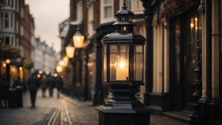 London street lights at night.の素材