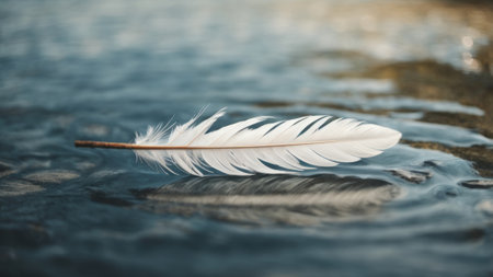 Feather on the water - vintage filter effect, shallow depth of fieldの素材